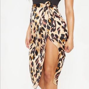 Leopard Print Wrap Around Midi Skirt